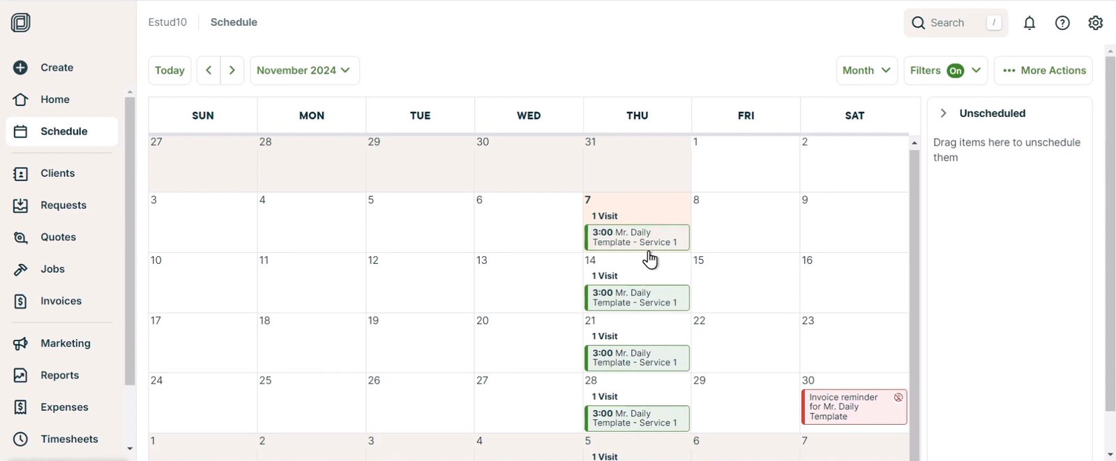 Jobber Dashboard Example